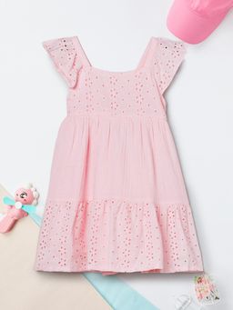 max - Girls Schiffli Dress - Pink