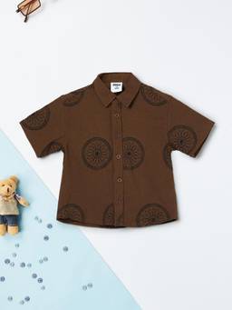 max - Boys Embroidered Shirt - Brown