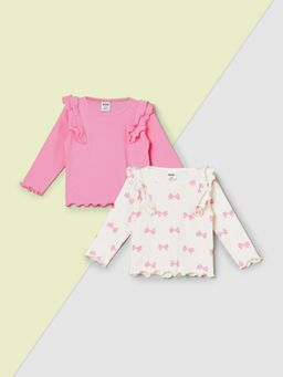 max - Girls Printed Tops-Multi-Color (Pack of 2)