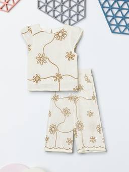 max - Girls Embroidered Co-Ord Set - Cream