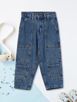 max - Boys Solid Baggy Fit Jeans - Blue