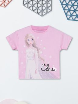 max - Girls Frozen Printed T-shirt - Pink