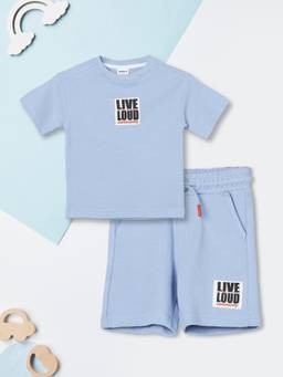 max - Boys Printed T-shirt with Shorts Set - Blue