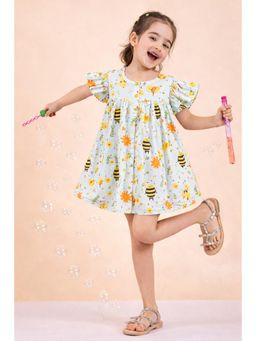 StyloBug - Girls Mini A-Line Casual Wear Dress Off-White