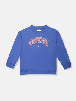 Tommy Hilfiger - Boys Printed Regular Fit Cotton Sweatshirt - Blue