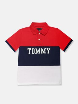 Tommy Hilfiger - Boys Colorblock Regular Fit Cotton Polo T-Shirt - Red
