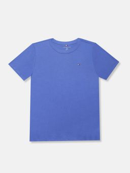 Tommy Hilfiger - Boys Solid Regular Fit Cotton T-Shirt - Blue