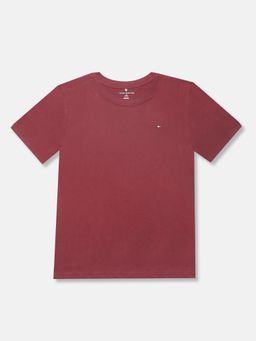 Tommy Hilfiger - Boys Solid Regular Fit Cotton T-Shirt - Maroon