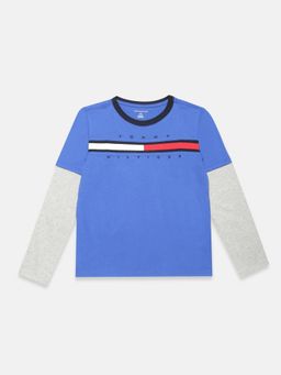Tommy Hilfiger - Boys Colorblock Regular Fit Cotton T-Shirt - Blue