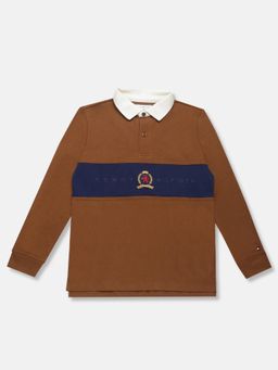 Tommy Hilfiger - Boys Embroidered Logo Regular Fit Polo T-Shirt - Brown