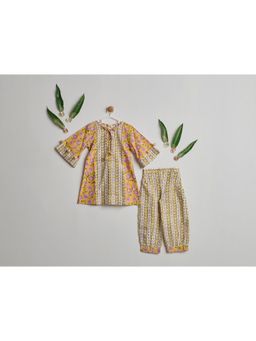 Nino By Vani Mehta - Kesari Phool Kurta with Salwar - Yellow