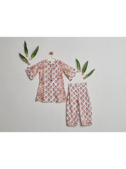 Nino By Vani Mehta - Laal Phool Kurta with Pant - Off White