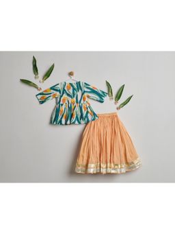 Nino By Vani Mehta - Amrapali Yellow Inner with Top and Skirt - Yellow