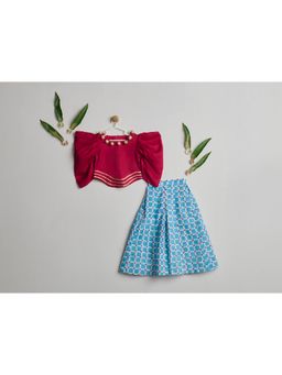 Nino By Vani Mehta - Rani Noor Crop Top with Palazzo - Maroon