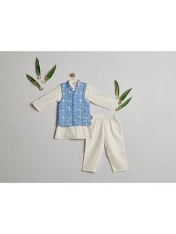 Nino By Vani Mehta - Aakash Kurta with Pyjama with Jacket - Blue