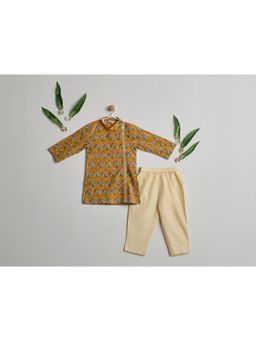 Nino By Vani Mehta - Kesar Buta Kurta with Pyjama - Mustard