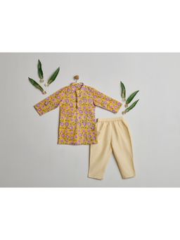 Nino By Vani Mehta - Basant Bloom Kurta and Pyjama - Yellow