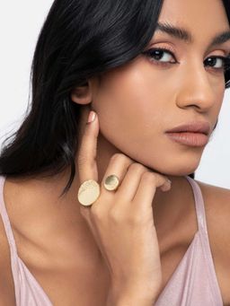 Indya - Gold Textured Circular Motif Ring