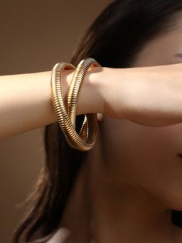 Sohi - Women'S The Ribbed-Intertwine Bangle Bracelet - California Gold