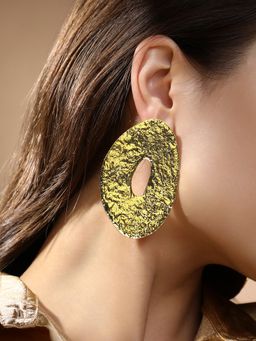 Sohi - Women'S The Hammered-Halo Drop Earrings - California Gold