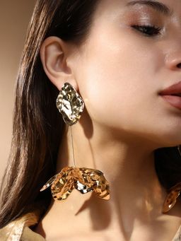 Sohi - Women'S The Dented Floretta Drop Earrings - California Gold
