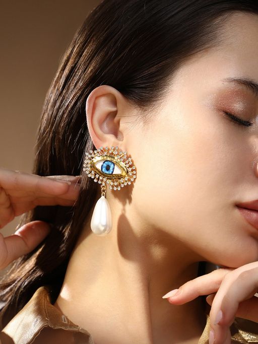 Sohi Women'S The Evil Eye Perla Drop Earrings - California Gold