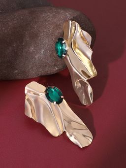 Sohi - Women'S The Shard-Gem Drop Earrings - Emerald Green