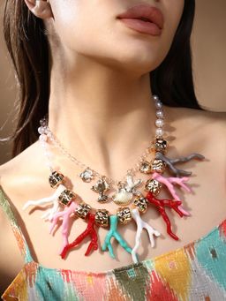 Sohi - Women'S The Noirini Multi-Layer Necklace - Multicolour