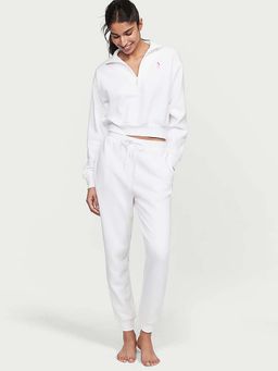Victoria's Secret - White Cotton Fleece High-Rise Joggers