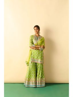 Gopi Vaid - Women Green Aarzoo Kurta with Sharara and Dupatta