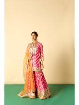 Gopi Vaid - Women Aqua Aarzoo Kurta with Sharara and Dupatta