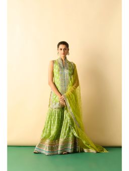 Gopi Vaid - Women Aarvi Green Kurta with Sharara and Dupatta