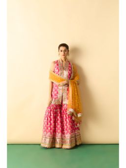Gopi Vaid - Women Aarvi Pink Kurta with Sharara and Dupatta