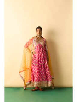 Gopi Vaid - Women Pink Akira Anarkali Kurta with Churidar and Dupatta