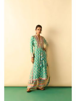 Gopi Vaid - Women Aqua Binita Kurta with Pant and Dupatta
