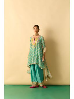 Gopi Vaid - Women Aqua Anvi Farshi Kurti with Pant and Dupatta