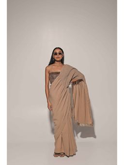 Kriti Bapna - Women Beige Taarini Saree with Stitched Blouse