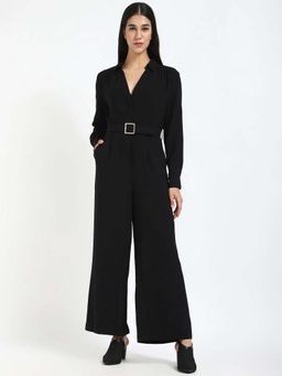 Calvin Klein - Black Regular Fit Solid Black Jumpsuit With Belt