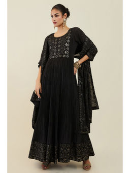 Soch - Women Black Cotton Embellished Sequined Suit Set