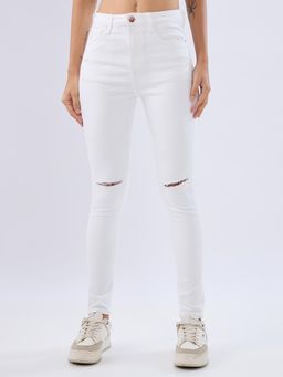 Spykar - White High Rise Super Skinny Fit Jeans for Women