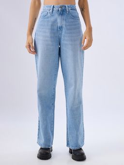 Spykar - Ice Blue Straight Fit High Rise Jeans for Women