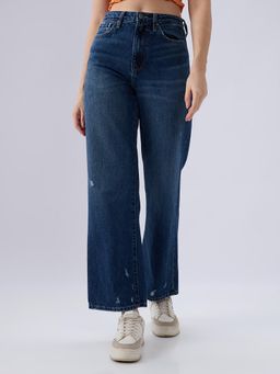 Spykar - Navy Blue Straight Fit Mid Rise Jeans for Women