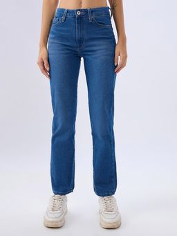 Spykar - Mid Blue Slim Fit Mid Rise Jeans for Women