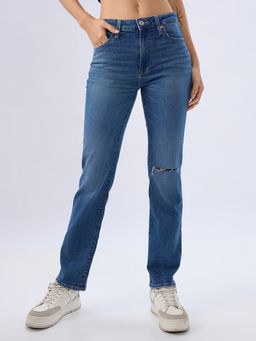 Spykar - Vintage Blue Slim Fit Mid Rise Jeans for Women