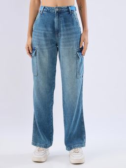 Spykar - Blue Straight Fit Mid Rise Jeans for Women