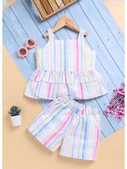 Toonyport - Girls Multi-Color Striped Shorts and Top (Set of 2)
