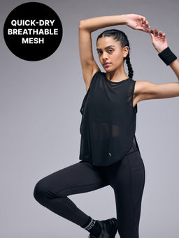 Kica - Quick Dry Sporty Mesh Tank Top- KIC001 Black