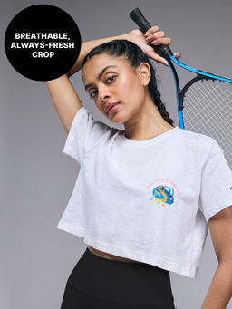 Kica - Relaxed Fit Cotton Crop Top For Women- KIC006 White