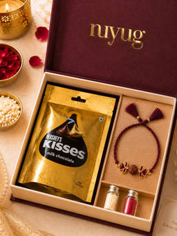 Nuyug - Rudraksha Lotus Rakhi Gift Set