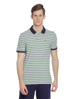 AM SWAN - Mens Stripes Multicolored Astral Aura Polo T-shirt